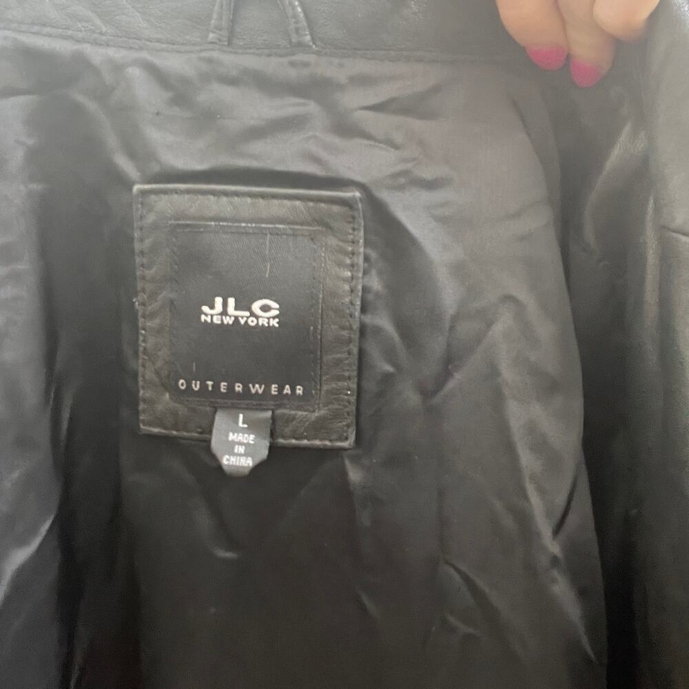 Vintage 1990's Black 100% Leather Blazer Jacket w/ Single Button Closure - Picture 5 of 5